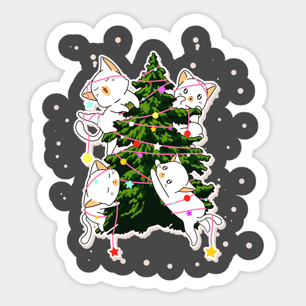 cute cats christmas tree Sticker by UnikRay